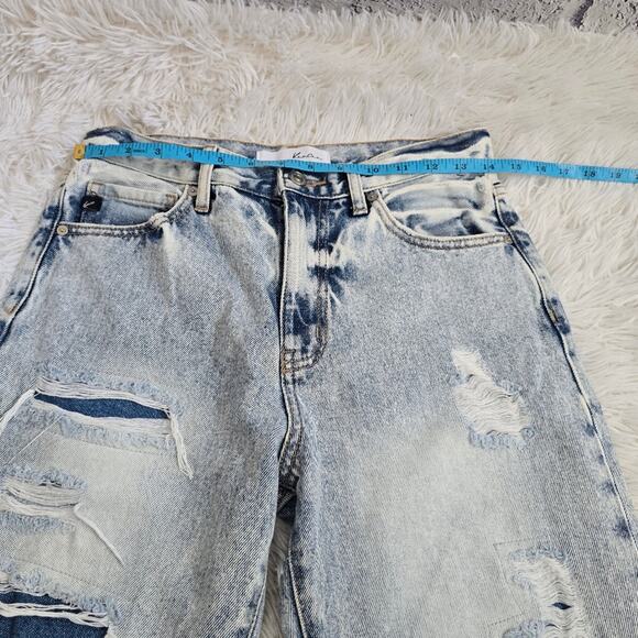 Kancan High Rise Straight Light Wash Distressed Jeans KC8667L Size 5/26 - Picture 10 of 13